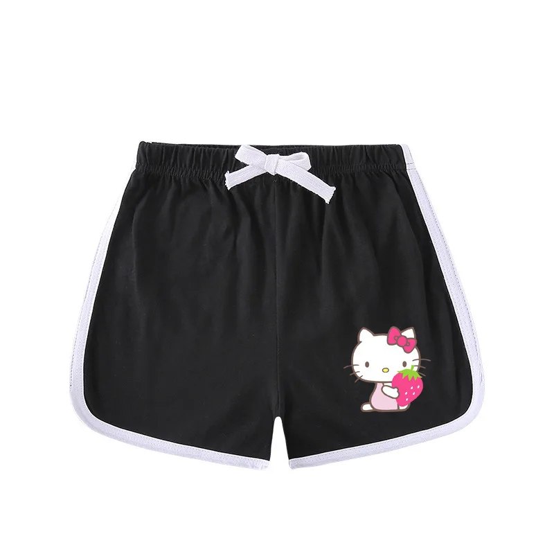 thumbnail image 1 of Hello Kitty-ropa transpirable de algodón puro para niños, conjunto de dos piezas, moda informal para niñas, pantalones cortos de manga corta, traje deportivo para niño, 1 of 5