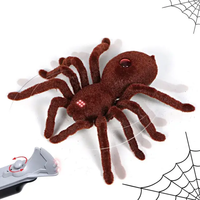 Remote Control Spider Scary Toys Simulation Soft Plush Spider Eyes Shine Tricky Prank Toy Halloween Gift Realistic Novelty Toys 2