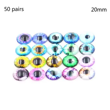 

50 Pairs Realistic DIY Eyes Mixed Color Round Dragon Eyes Glass Cabochon Dome 72XC