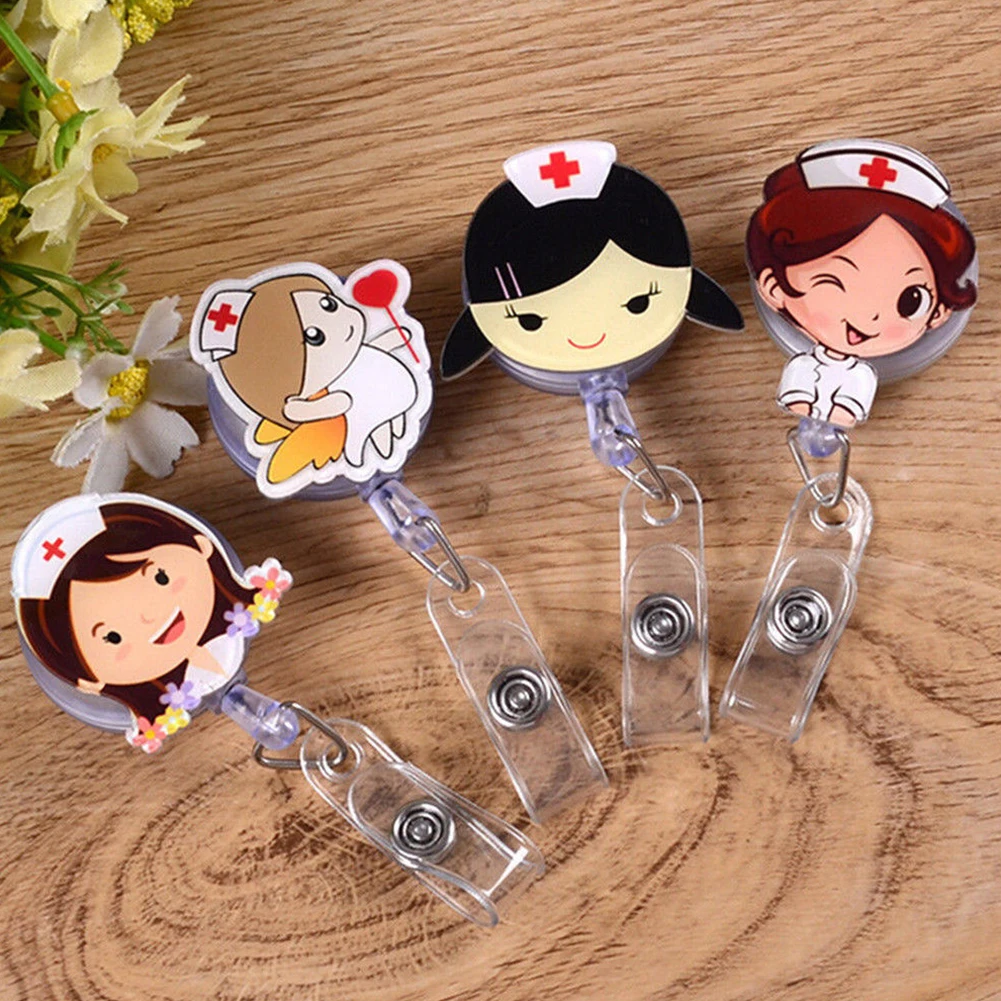 

1Pc Cute Retractable Badge Reel Nurse Exhibition ID Name Card Badge Holder