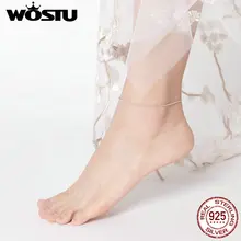 WOSTU босиком сандале ножной браслет цепь 925 пробы Серебряный ножной браслет бисером ноги ювелирные изделия для женщин простой стиль ножные браслеты подарки CQT002