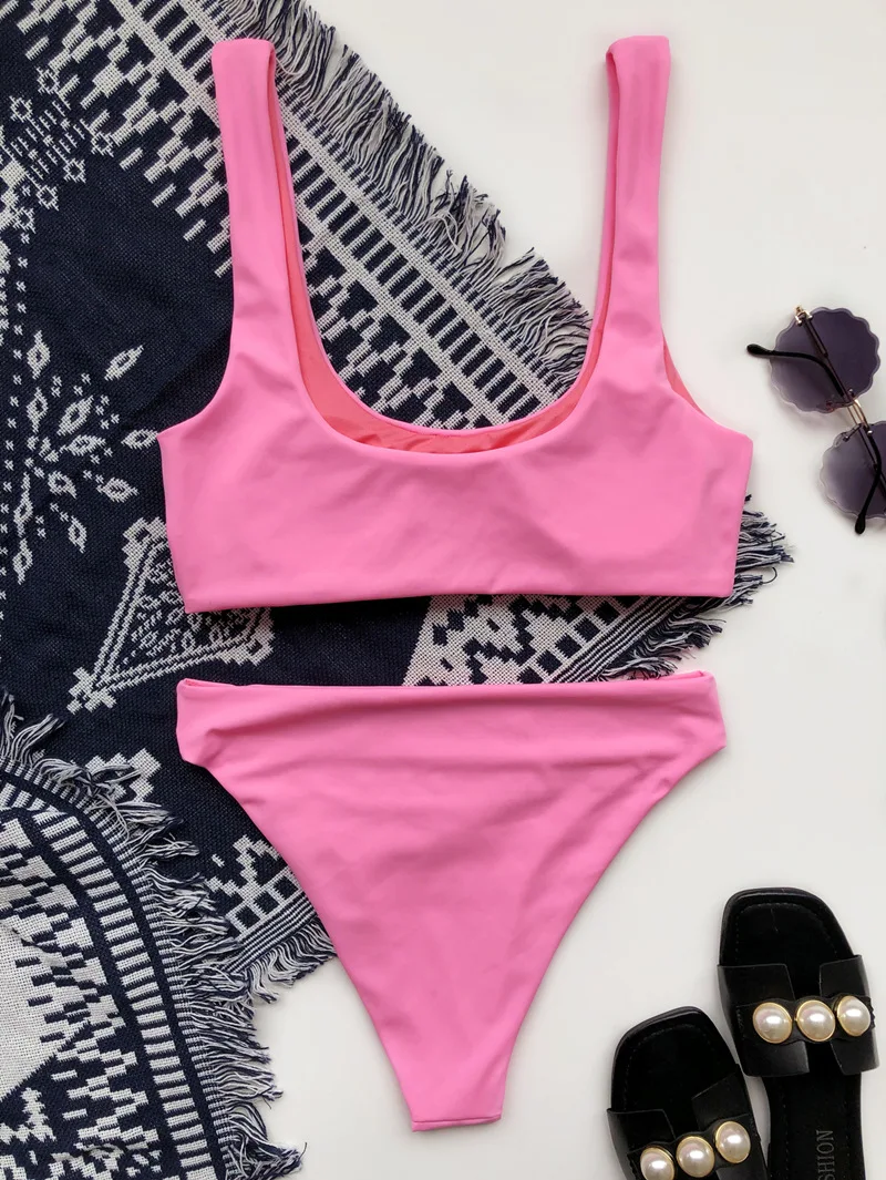 High waist bikinis 2020 Bandeau swimsuit women swimwear female mujer Sports Vintage bathing suit Two piece suit biquini