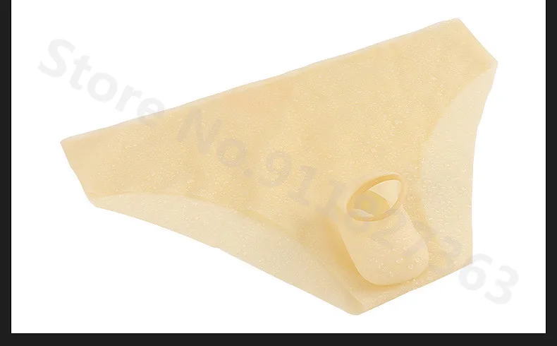 ! Mould Seamles Transparent Latex Men's sexy T shorts brief with ball cock bondage penis half cover