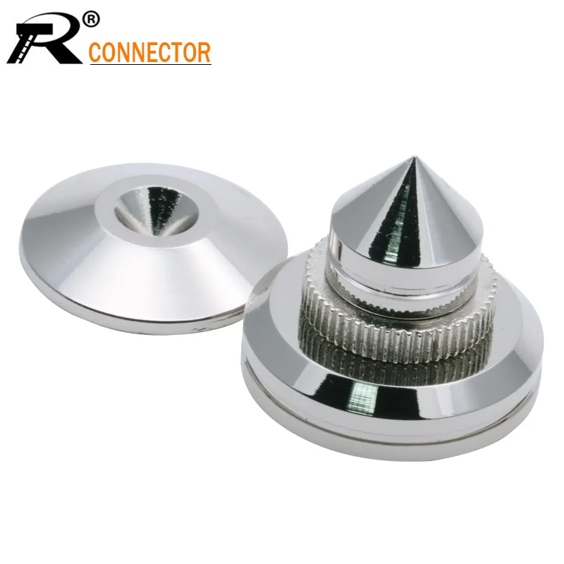 4pcs Speakers Stand Feet Foot Pad Machined Stainless Steel Silver