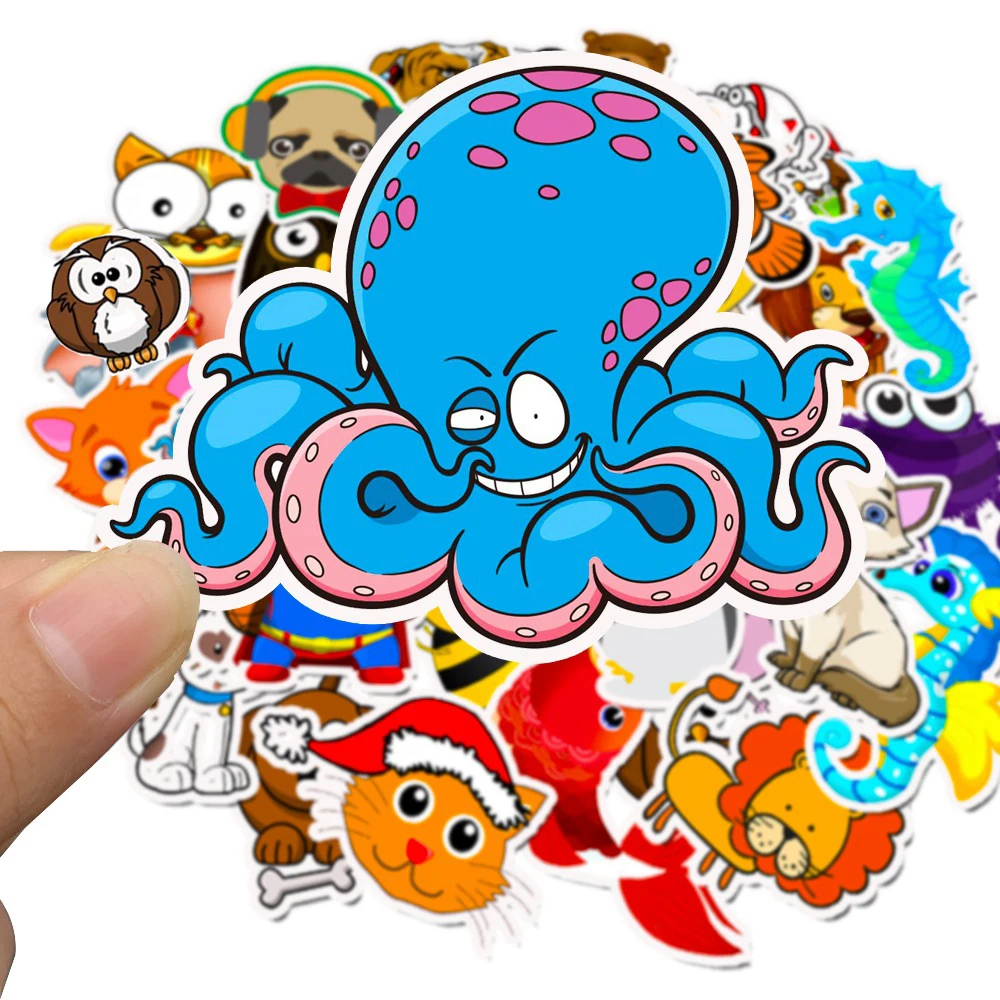 Cartoon Animals Stickers - Set of 10/30/50 for Laptop, Guitar, Luggage, Fridge, Phone, Bike - Waterproof Graffiti Sticker Decals for Kids and Classic Toys. Description Image.This Product Can Be Found With The Tag Names Animals graffiti sticker, Cartoon stickers animals, Stickers kids animals, Waterproof stickers animal super