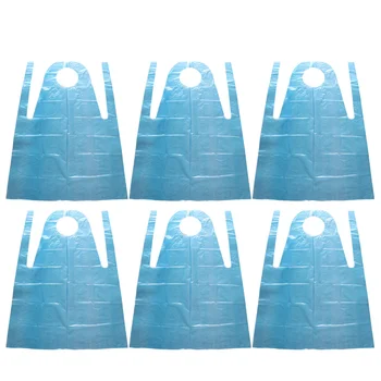 

100pcs Disposable Aprons Plastic Apron Sleeveless Household Waterproof Oil Proof Apron Barbecue Kitchen Supplies (Blue)