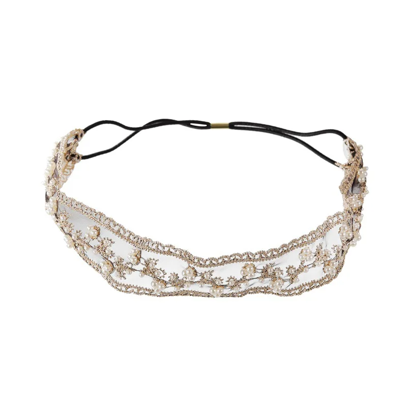 Hair Accessory Hair Headdress Jewelry Accessories Sweety Lace Headbands For Women Girls Simple Fabric Elastic Hairband Charm Simulated Pearl Hair Accessories Wide Side Hairwear