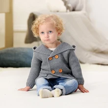 LOOZYKIT свитера для новорожденных; вязаный кардиган для малышей; теплая детская куртка для мальчиков и девочек; кардиган с длинными рукавами; пальто с капюшоном; куртка; верхняя одежда