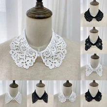 

White Shirt Collar Shirt Fake Collar for Women Black Detachable Collar Lace Lapel Faux Col Tie with Material Blending