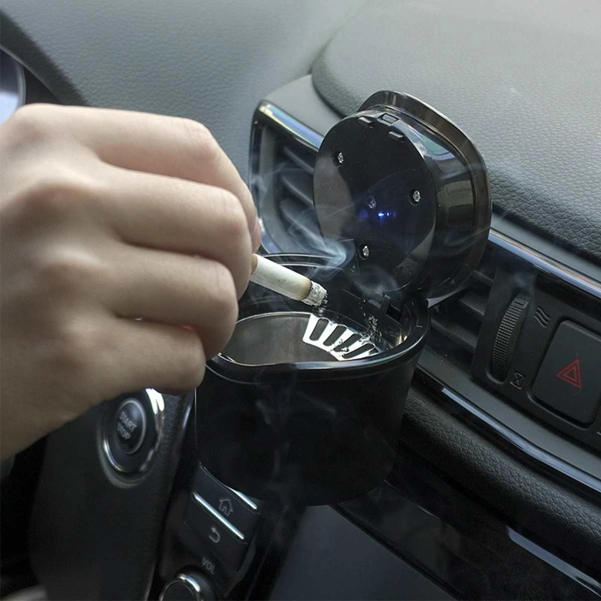 ポータブルledカー灰皿 車 トラック タバコ 青いledライト 無煙灰皿 タバコホルダー 排気口取り付け 車の灰皿 Aliexpress