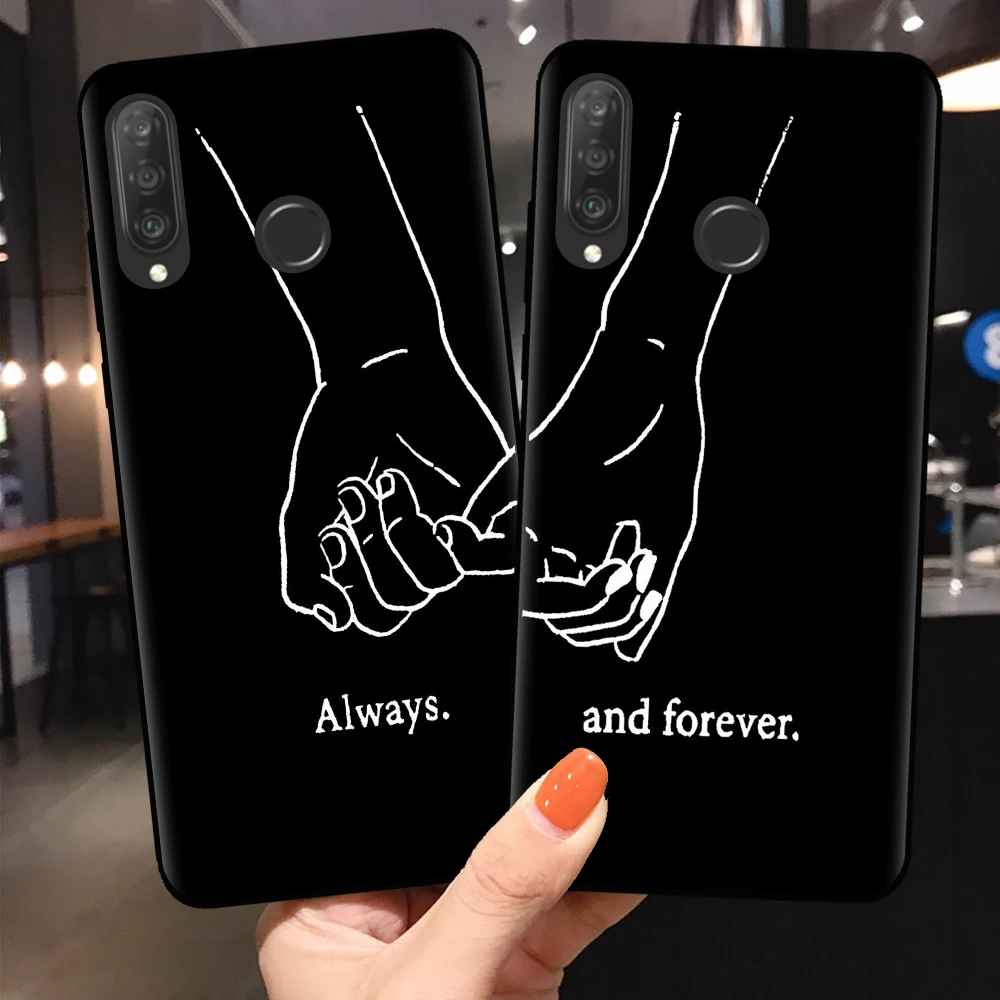 

Best friends Cute Pig Cat Pizza Case For Fundas Huawei P10 P20 P30 Mate 10 20 30 Lite Pro Cover King Queen Couple Cases Coque