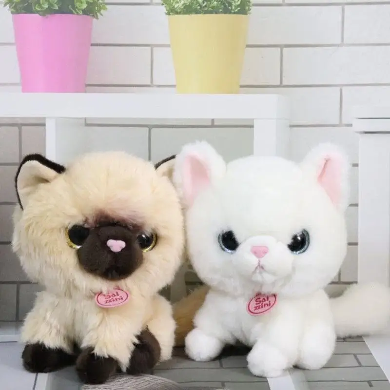 Моделирование сиамский короткошерстный супер милый игрушечный Кот плюшевый кукольный реквизит украшения Подвесные Подарки Коллекционные Подарки для мальчиков и девочек