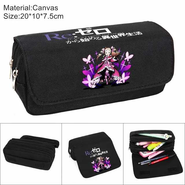 Anime Re Life In A Different World From Zero Zipper Pencil Case Casual Penbag Canvas Women Cartoon Makeup Bag Stationery Gift Cosmetic Bags Cases Aliexpress