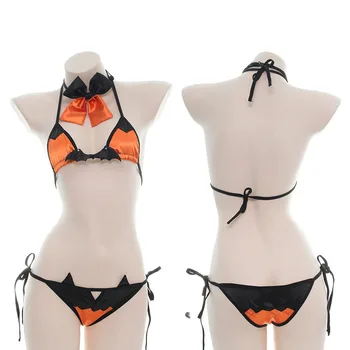 

Women Cosplay Halloween Costume Lolita Girl Kawii Pumpkin Demon Intimates Underwear Sexy Halloween Lingerie Set with Bell