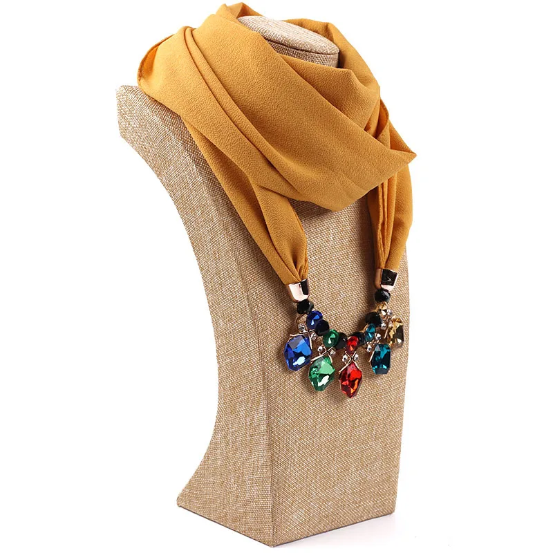 Hcb152987296247928b3204cf5090c7bae Elegant Girl Beads Necklace Pendant Ring Scarf Multi-style Lady Chiffon Solid Scarf Hijabs Muslim Head Scarve Turban Accessories Mallzona