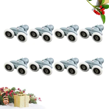 

8 PCS Shower Door Wheels Enclosure Double Wheel Pulleys Runners Rollers Wheels for Window Door Bathtub