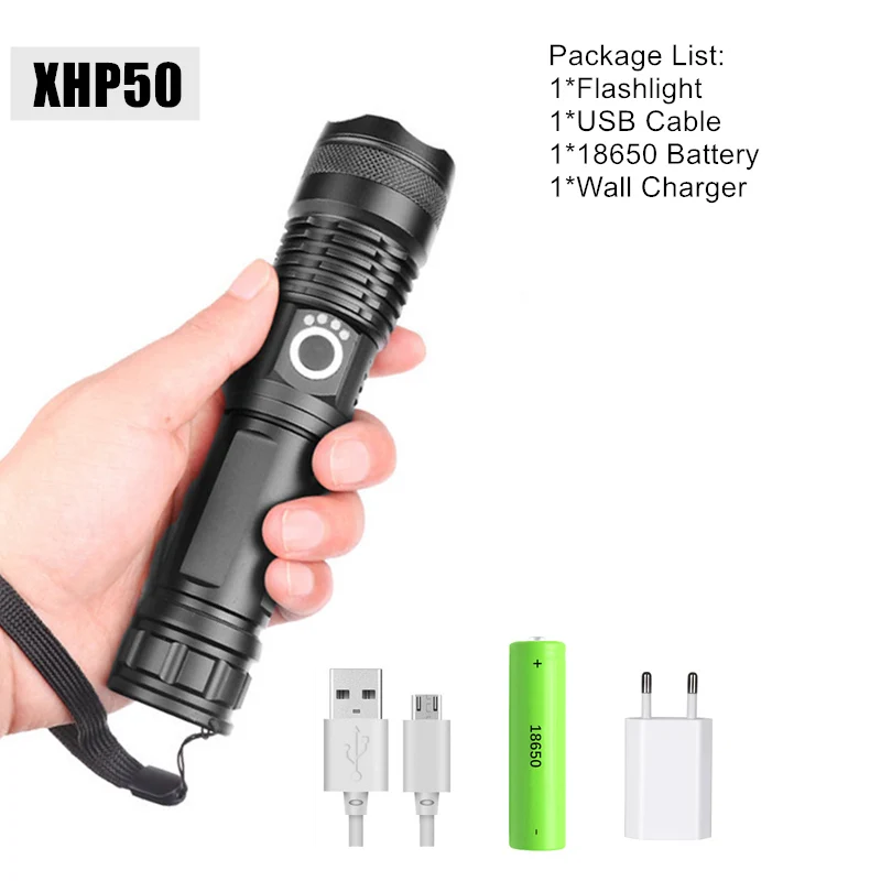 Package B Портативный тактический светодиодный фонарик xhp70.2 xhp50 самый мощный USB фонарик 26650 18650 фонарь с масштабированием охотничья лампа - Испускаемый цвет: Package B