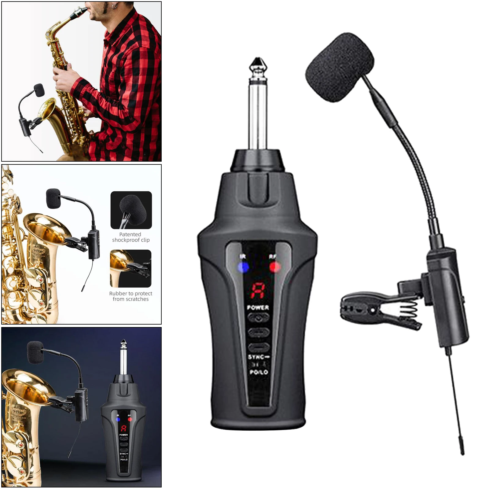 Professional Uhf Wireless Condenser Sax Microphone System Performance