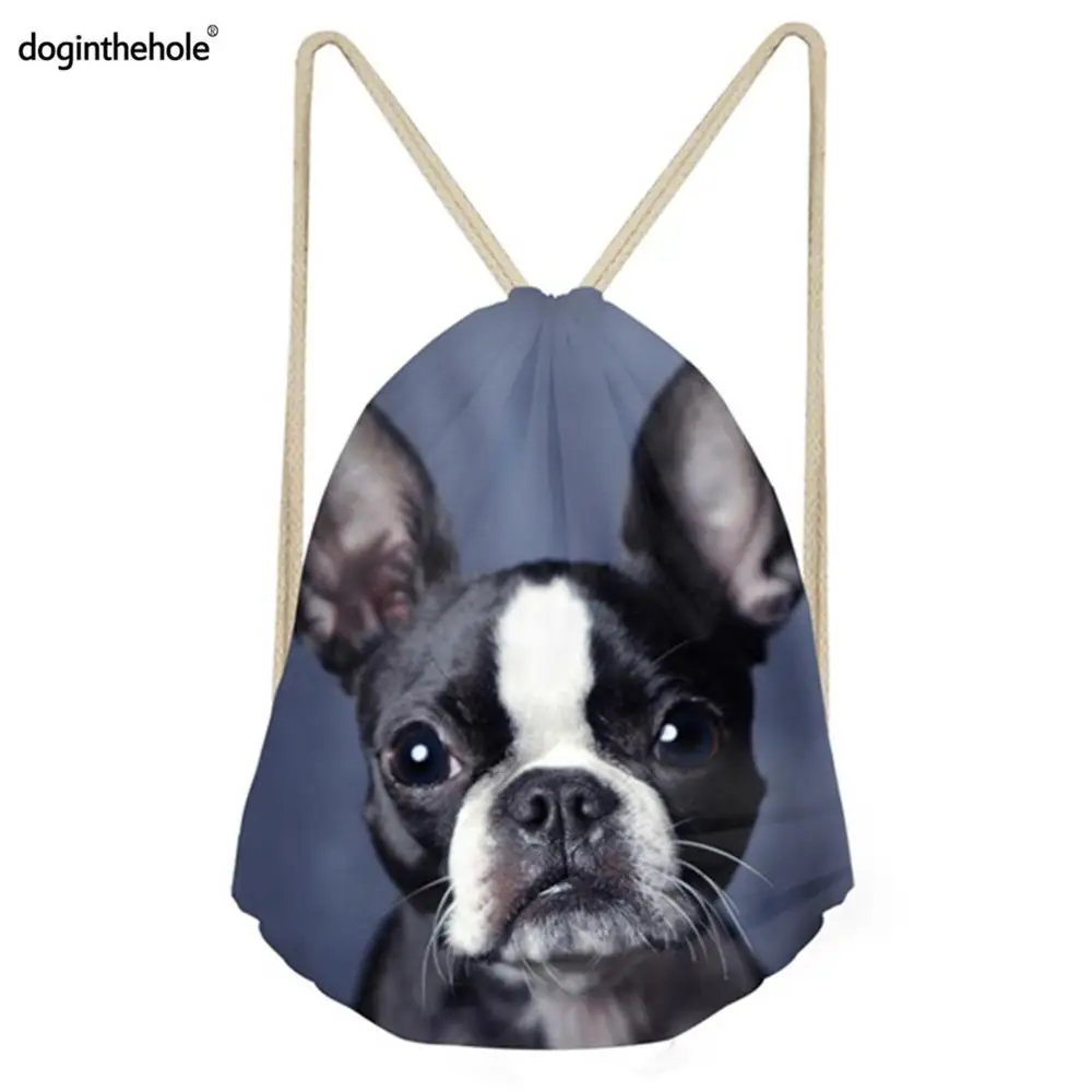 Спортивные сумки для женщин, уличные, походные, прогулочные, Gymsack, 3D, Бостонский терьер, с принтом собаки, портативные, Эко сумки для хранения, сумка на шнурке, женская