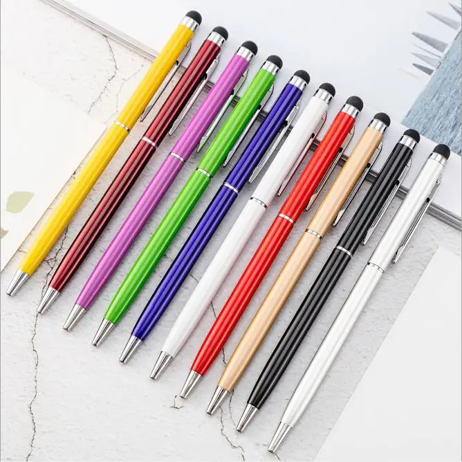 10pcs/lot 2 In 1 Touch Screen Stylus Pen Ballpoint Pens Office School Supplies Gift Roller Ball Pen - Цвет: mix colors