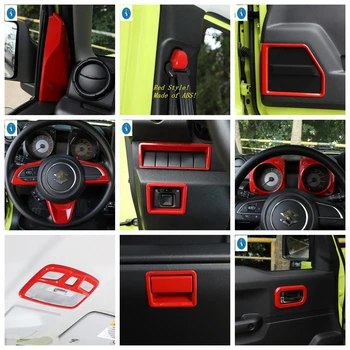 

Yimaautotrims Red Interior Refit Kit Pillar A / Dashboard / Front Water Cup Holder Cover Trim Fit For Suzuki Jimny 2019 2020 ABS