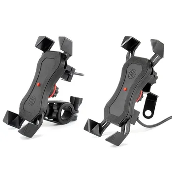 

1PC Motorcycle Handlebar Bike Scooter Mobile Cell Phone Mount Holder 2.4A USB Charger Phone Stander For 4-6.5inch Smartphone