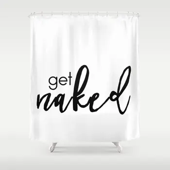 

Get Naked Black Letter Shower Curtain Waterproof Polyester Fabric 72 x 78 inches Set with Hook Nordic Shower Curtains