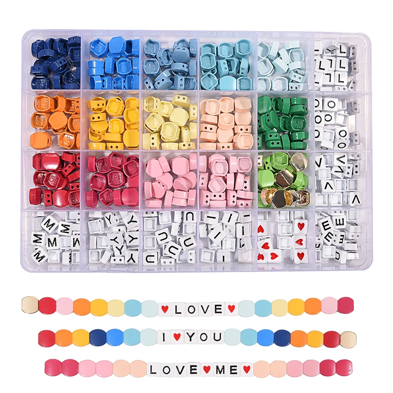 

Enamel Tila Tile Beads Love Letter Tile Beads Accessory for Woman Bracelet Jewelry Making DIY Bracelet Charms Beads Letters