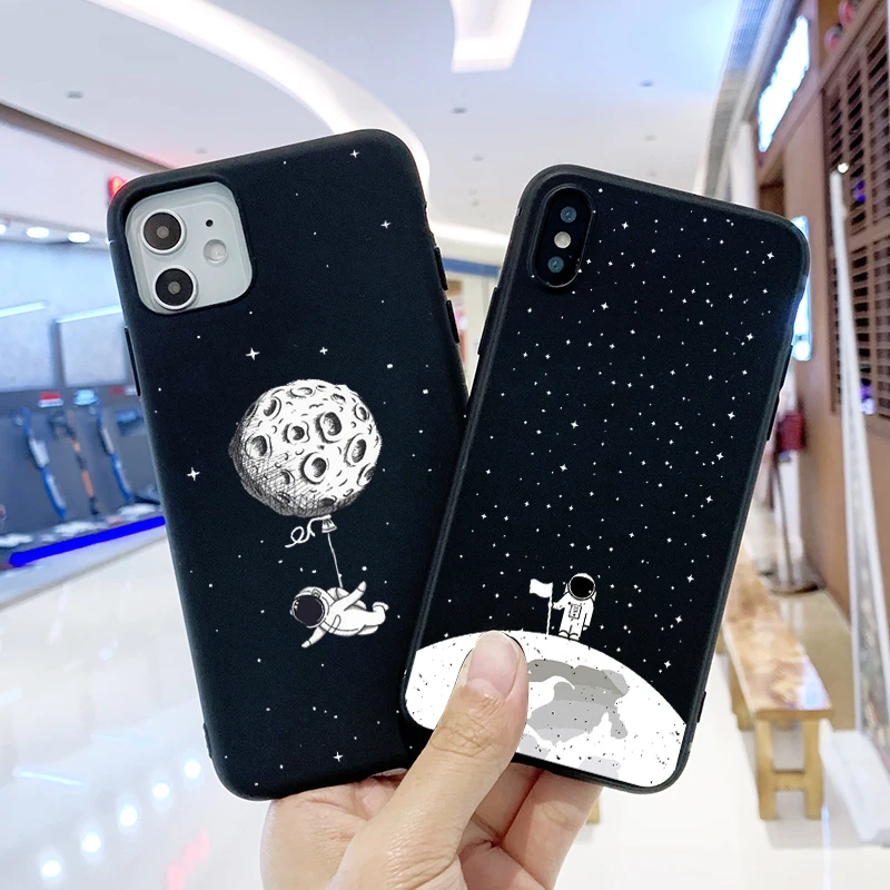 Чехол для телефона с космическим космонавтом iPhone 11 Pro XR X Xs Max 8 7 6 Plus 6S 5S SE матовые