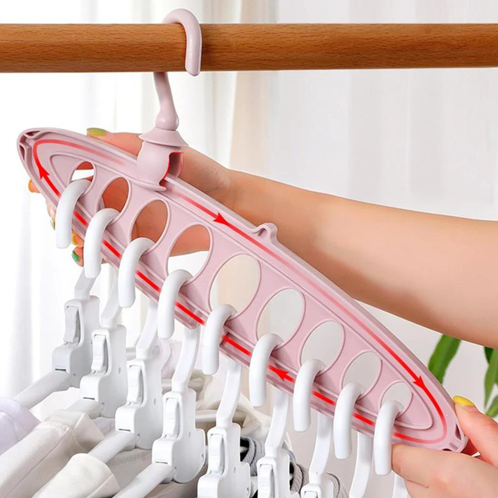 

Nine-Hole Rotating Magic Clothes Hanger Multi-function Folding Magic Hanger new