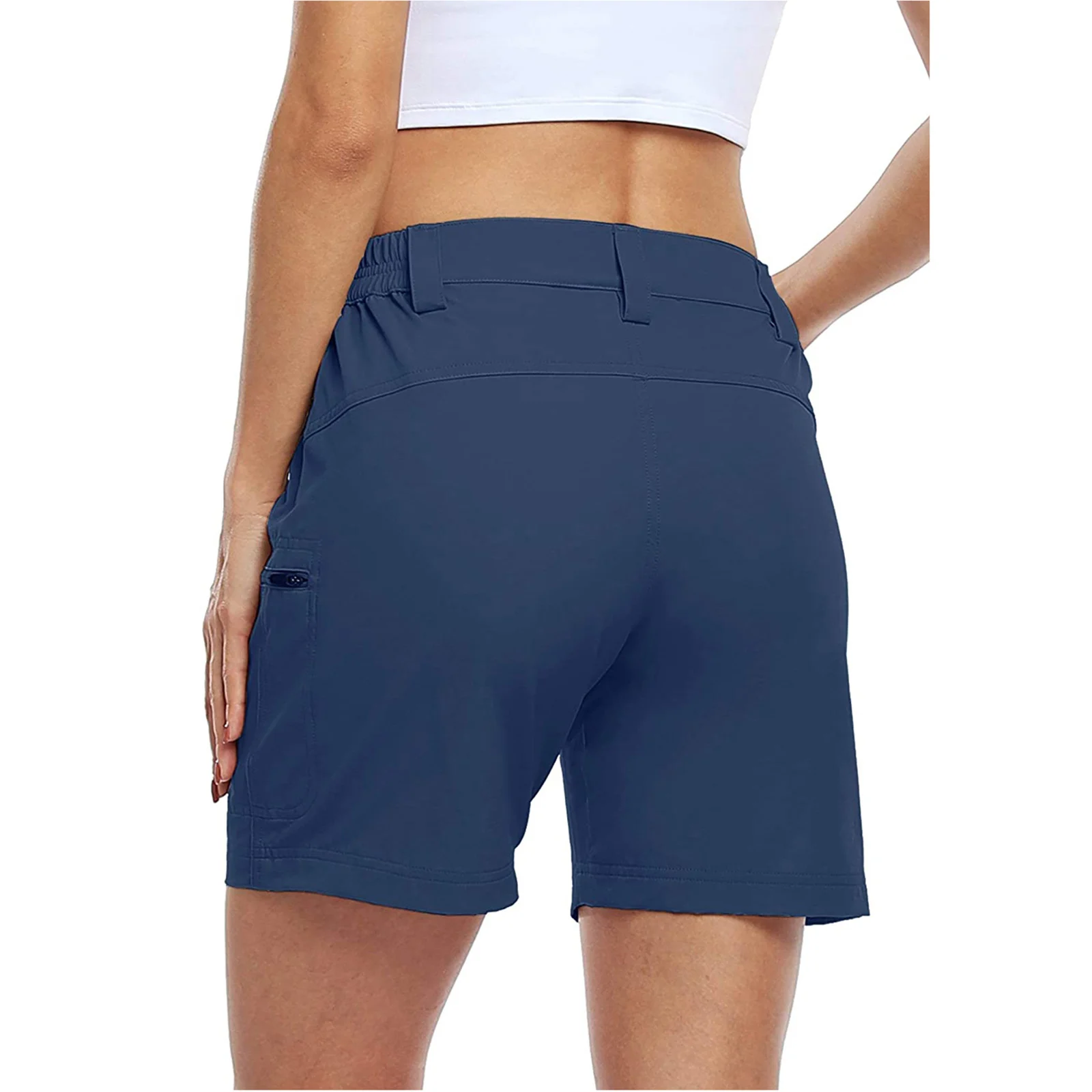 Women Summer Casual Shorts 2021 New Style Fashion Solid Color Side Pockets Zipper Cargo Short Pants for Women High Waist Shorts soffe shorts Shorts