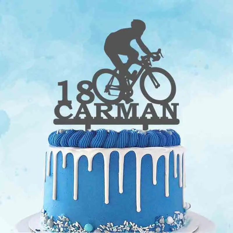 Decoration De Gateau De Course De Velo Personnalisee Avec Le Nom De L Age De L Homme Silhouette De Cyclisme Sur Route Pour Cycliste Decoration De Fete D Anniversaire Aliexpress