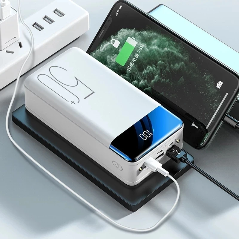 Портативное зарядное устройство 100000 мАч портативное быстрое с 3 USB-портами