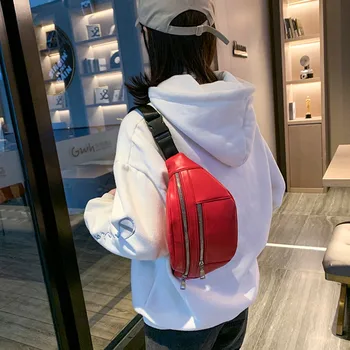 

Chest Bags Waist Pack Unisex Fashion Double Zipper Bags Leather Shoulder Bags Crossbody Bag High Quality Chest Bags 2020 New