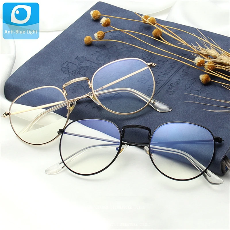 

Classic Anti Blue Light Glasses Men Eyewear Women Retro Eyeglasses Metal Frame Female Clear Lens Eyepiece Unisex Shades