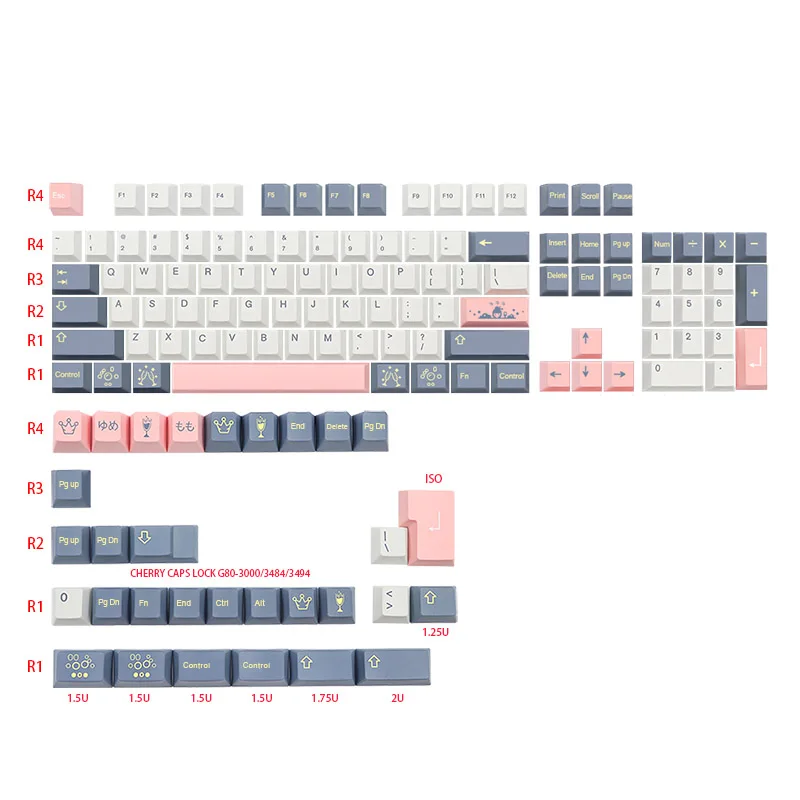 

135 Keys Momo Yume Keycap set Cherry Profile pbt Keycaps For MX Switches dz60 Gk61 sk61 anime Dye Sublimation Key Cap