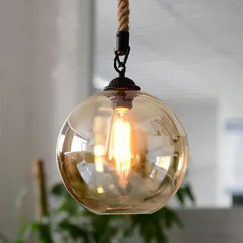 

Industrial Retro Style Glass Ball Lampshade Pendant Light for Dining Room Living Room Decor restaurant lights
