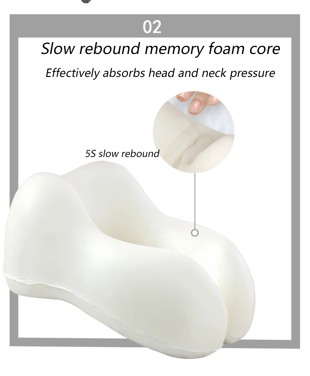 U-shaped Travel Neck Pillow Ice Silk Memory Cotton Office Nap Reduce Soreness Protection of The Cervical Spine Neckrest Pillow