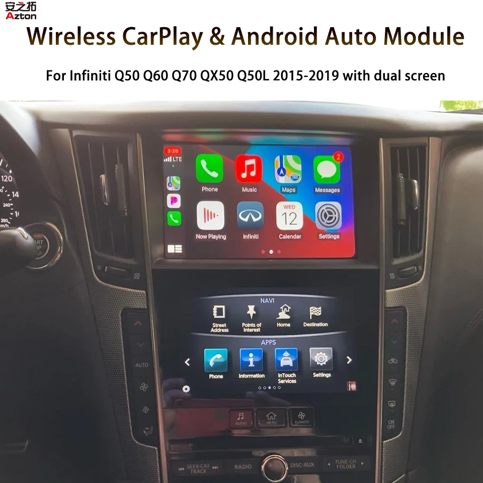 Автомобильный Android AirPlay Apple CarPlay для Infiniti Q50 Q60 Q70 QX50 Q50L 2015 2016 2017 2018 2019 WIFI беспроводной