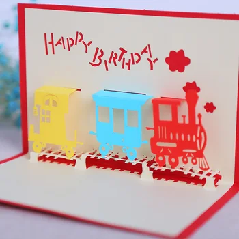 

10pcs Car Happy Birthday Pop Up 3D Greeting Cards With Envelope Post Card Invitation Handcrafted Origami Anniversary