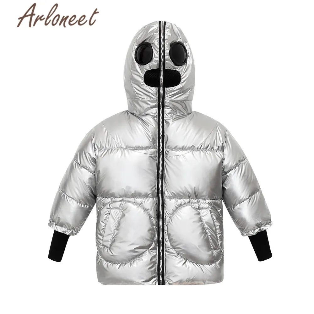 ARLONEET Coats Baby Girls Hooded Coat Boys Winter Thick Coat Cartoon Alien Outerwear Children Parka Kids Windproof Outerwear