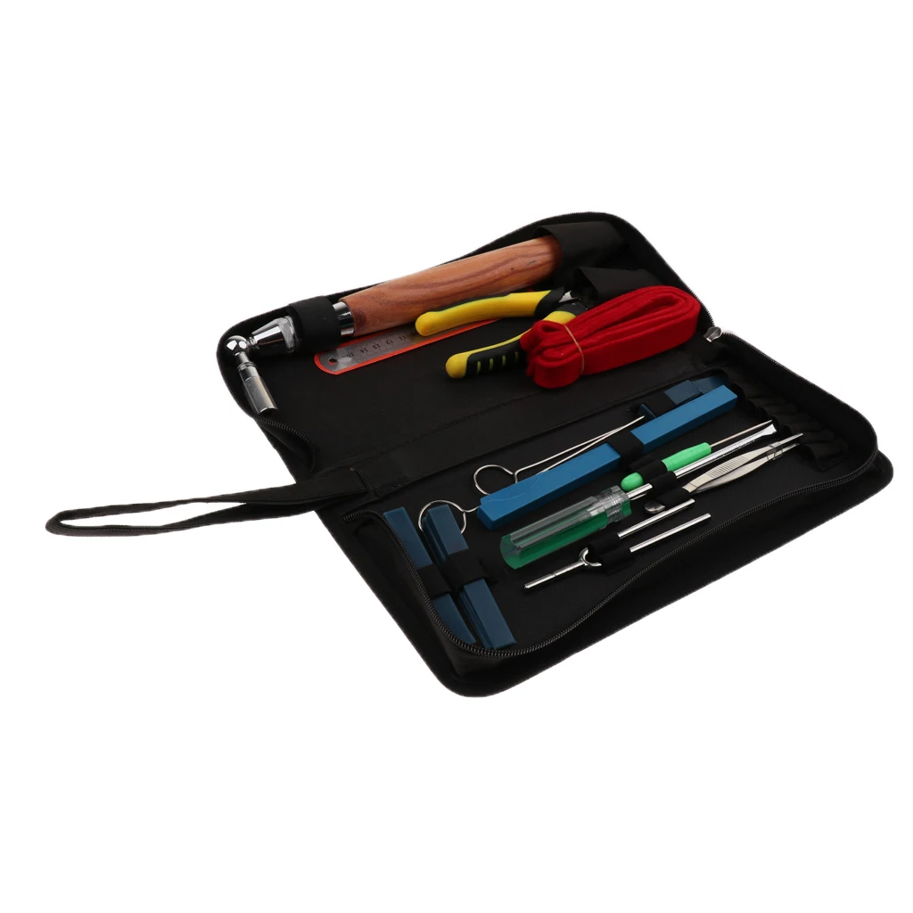 

Professional Pack of 15 Pieces Piano Tuner Tools Tuning Wrench Fork Kit Tools with Case
