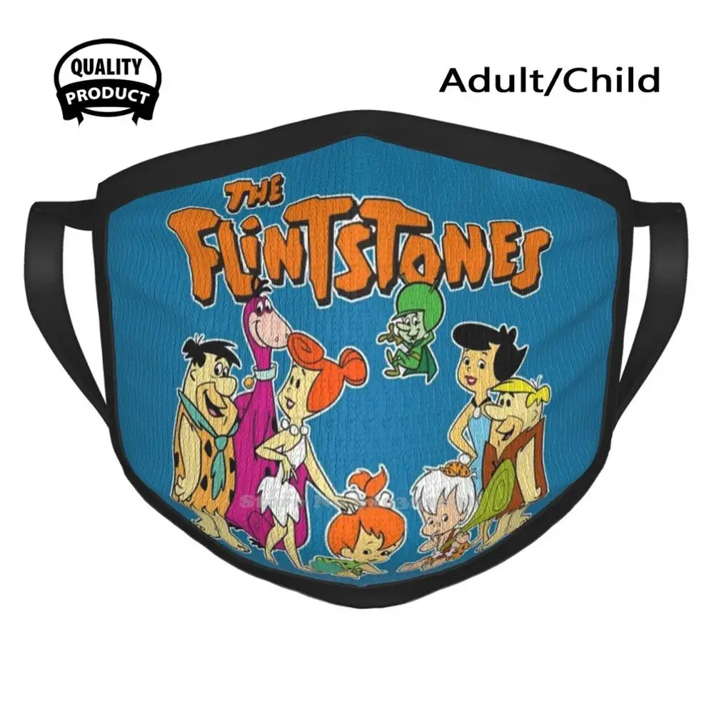 

Flintstones Cotton Breathable Face Mouth Mask Flintstones Cartoon Saturday Morning 1960S 60S 70S Fred Wilma Barney Pebbles Bam