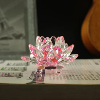 

Fengshui K9 Crystal Lotus Flower Paperweight for Wedding Favor Home Decoration Holiday Gifts