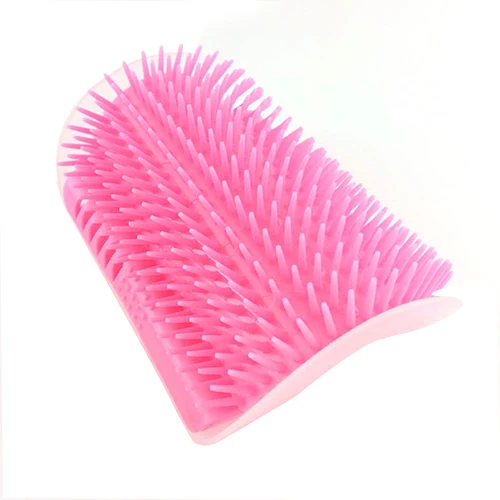 pink Мягкая силиконовая щетка для животных, кошек, угловая Массажная щетка для ухода за домашними животными, принадлежности для уборки кошек, игрушки для кошек, расчески - Цвет: pink