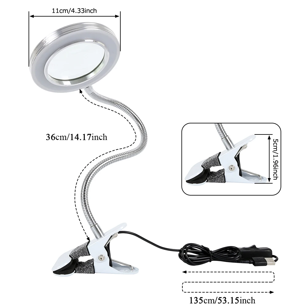 1pc Desk Lamp With Clamp, USB LED 8 W Clip Nail Desk Lamp Eye Care Flexible  GooseNeck 360° Swivel Clamp Light For Manicure Reading Eyebrow Trimming Of