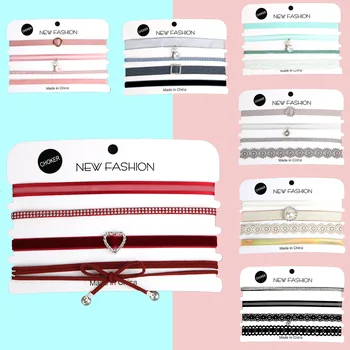 

Vintage Lace Flower 4pcs/Set Chokers Necklace Retro Velvet Chokers Gothic Necklace Women Collar Fashion Jewelry Collier Femme