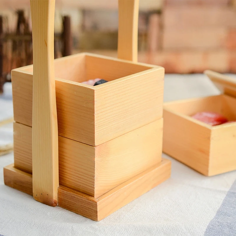 Деревянный простой портативный суши-бокс японский Bento Box бытовой многослойный экологически чистый Ланч-бокс