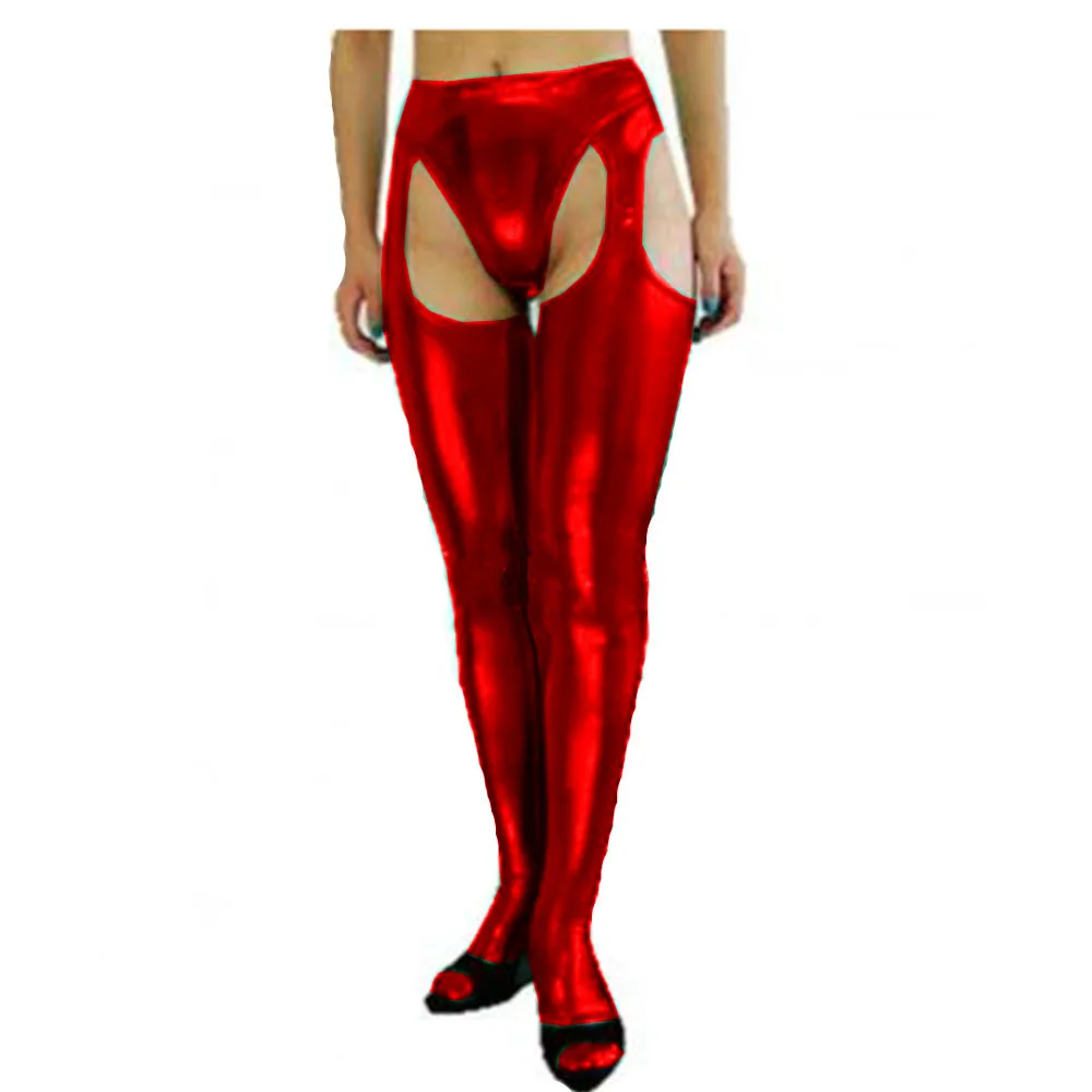 20 Colors Hollow Out Hot Sexy Stockings Women Footed Pencil Leggings Exotic Shiny Metallic Pants Novelty Nightclub Costume