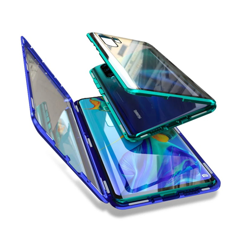 New Magnetic Absorption Metal Cases for Huawei Nova 3 3i Flip Phone Back Cover 360 Double Sided Tempered Glass Nova3 Nova3i Capa | Мобильные